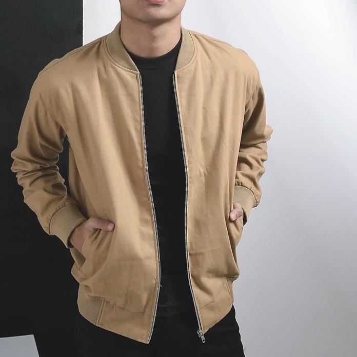 ORIGINAL Jaket Bomber Pria Varsity Jacket Resleting Dari Bahan Canvas Untuk Berbagai kegiatan Size M