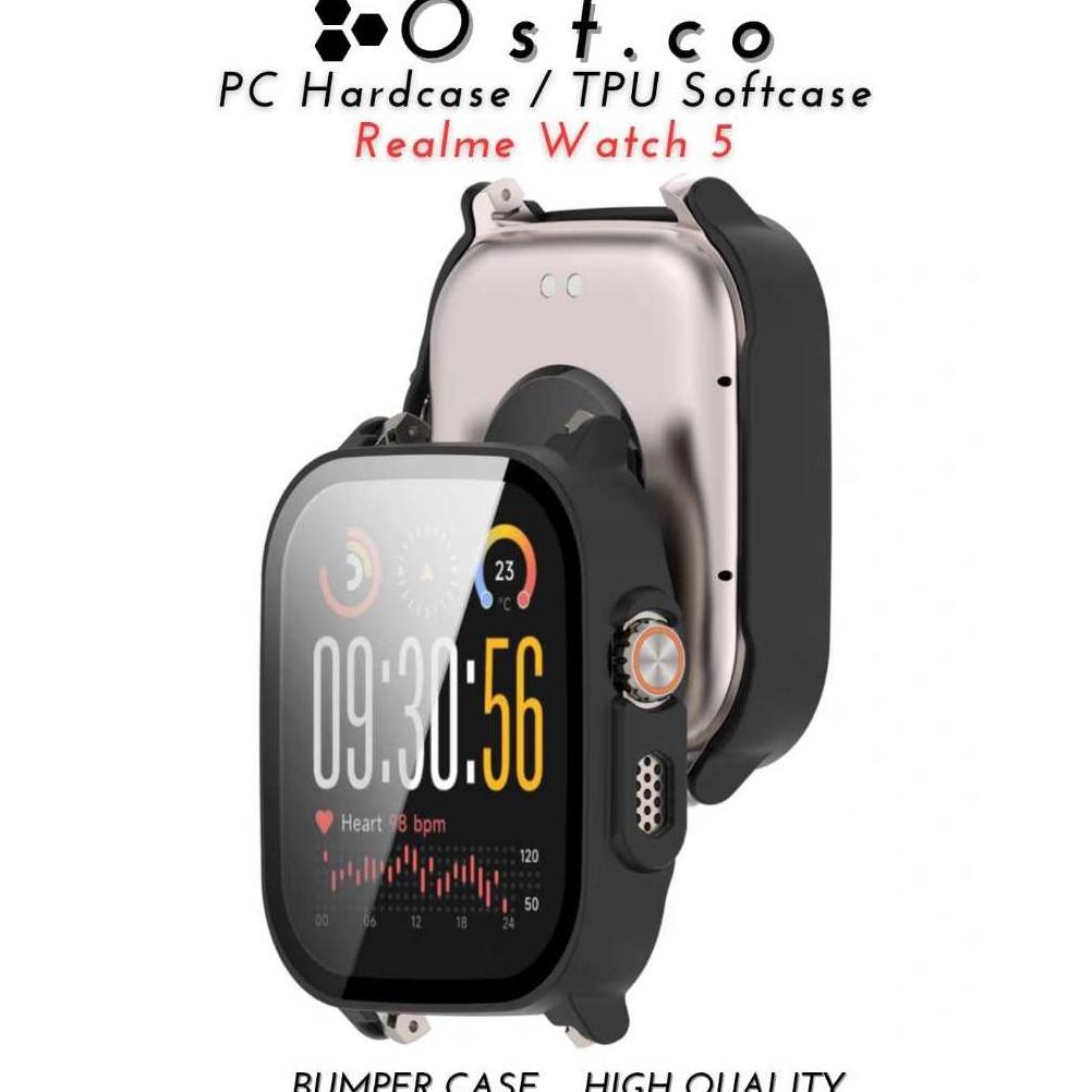 NEW DEALS BUMPER CASE REALME WATCH 5 HARDCASE TEMPERED GLASS PC SOFTCASE REALME WATCH 5