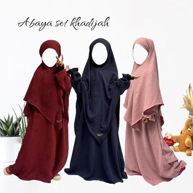 NEW HASNA MOSLEM ABAYA ANAK SET KHIMAR KHADIJAH GAMIS ANAK SET KERUDUNG  BAJU SYARI ANAK CRINKLE  TA