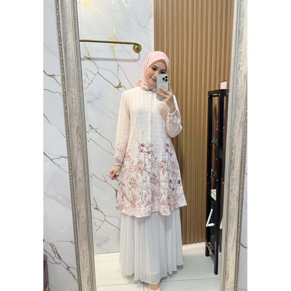 EXCLUSIVE ALUNA TUNIK MUSLIM WANITA/ ATASAN TUNIK WANITA LENGAN PANJANG/ BAHAN SNOWY