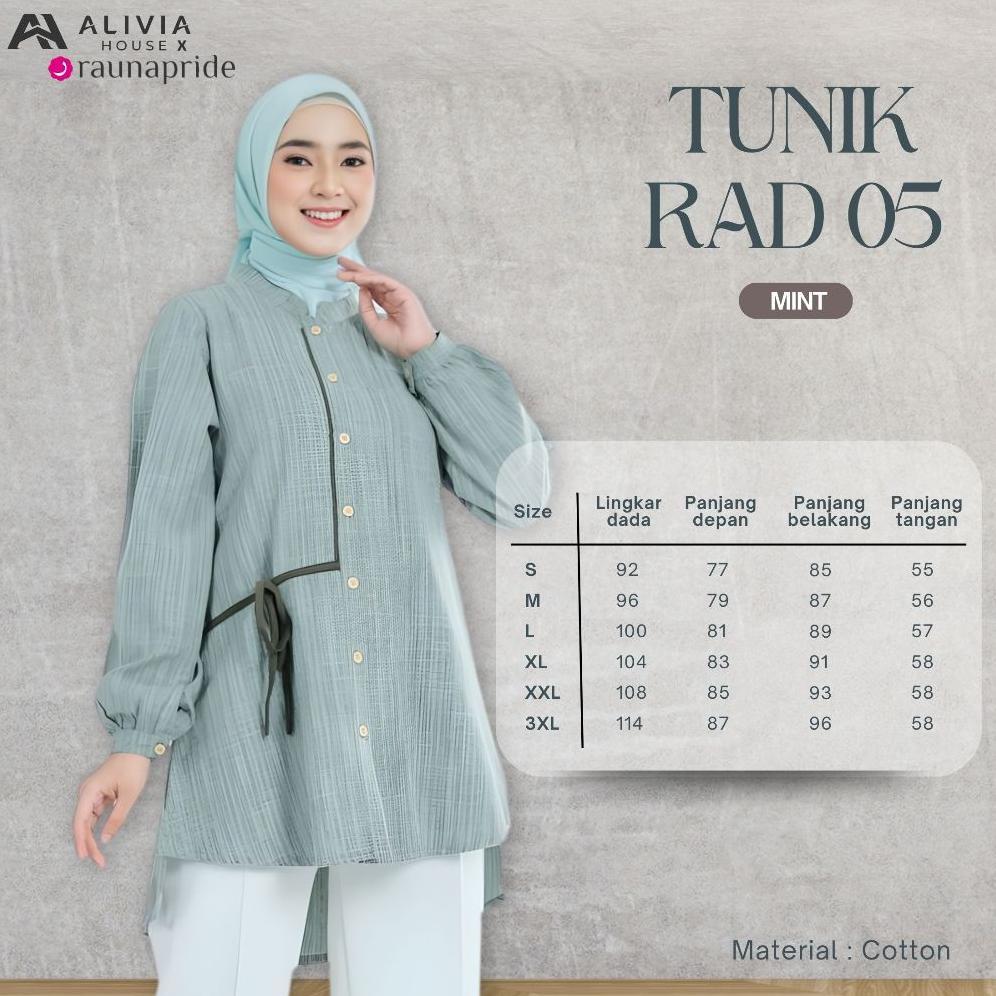HEMAT ALIVIA HOUSE X RAUNAPRIDE - BAJU MUSLIM TUNIK RAD 05 ATASAN DEWASA MUSLIMAH TUNIK WANITA POLOS