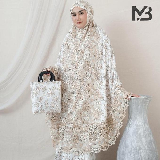 Mukena Naira Princess Dewasa Katun Foil Renda Mewah Motif Cantik Bunga Putih Bw