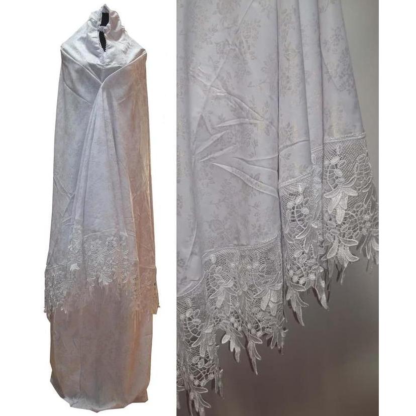 Mukena renda bordir/ Mukena putih katun foil