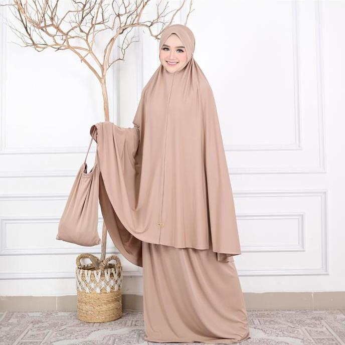 AULIA Mukena Dagu Polos Jersey Adem Dewasa - Mukena Syari Tali Adem Nyaman