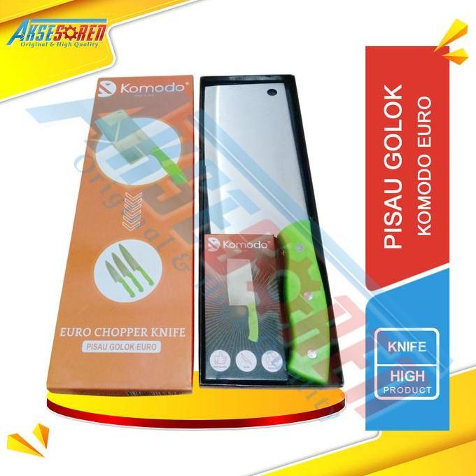 Aksesoren Pisau Golok Komodo Euro Stainless Steel Tebal Gagang Hijau Anti Karat