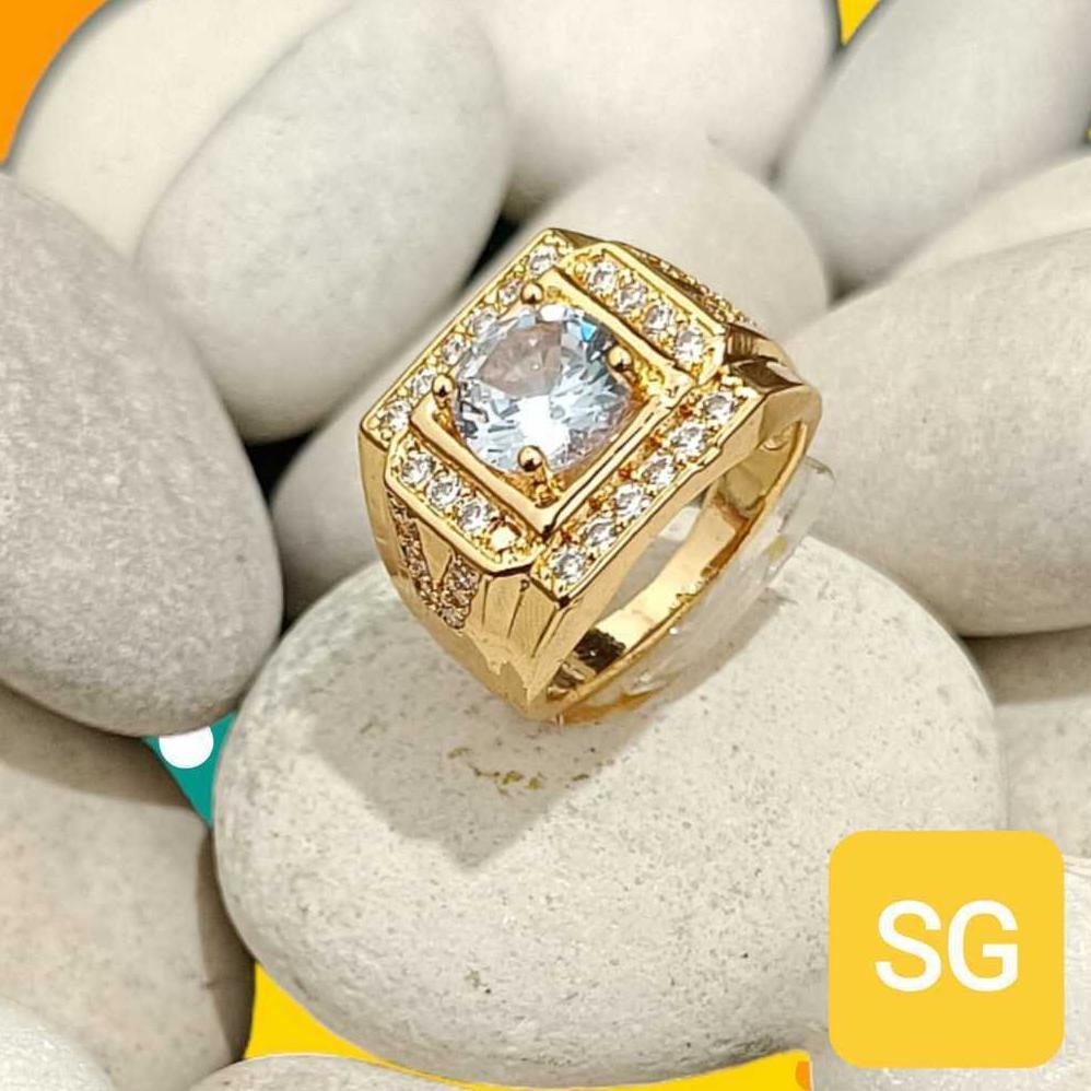 PREMIUM cincin batu pria titanium anti karat cincin pria batu cincin titanium cincin terbaru