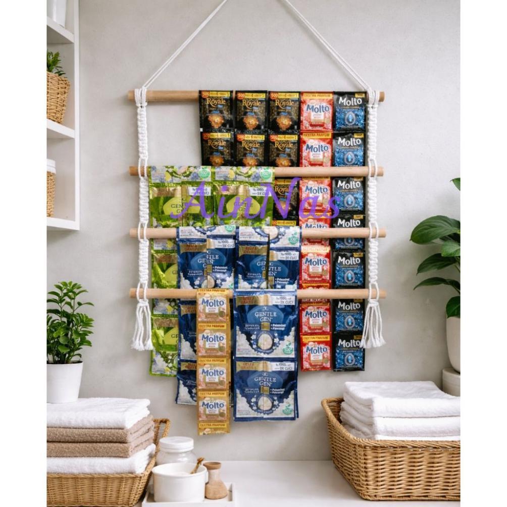 terbaru rak gantung deterjen laundry aesthetic | organizer sachet dinding minimalis hemat tempat rak