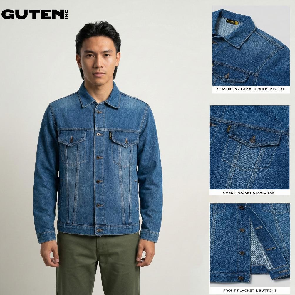 CUCI GUDANG GUTENINC JACKET DENIM JEANS TRUCKER BOXY BULLITT BLUE WASHED