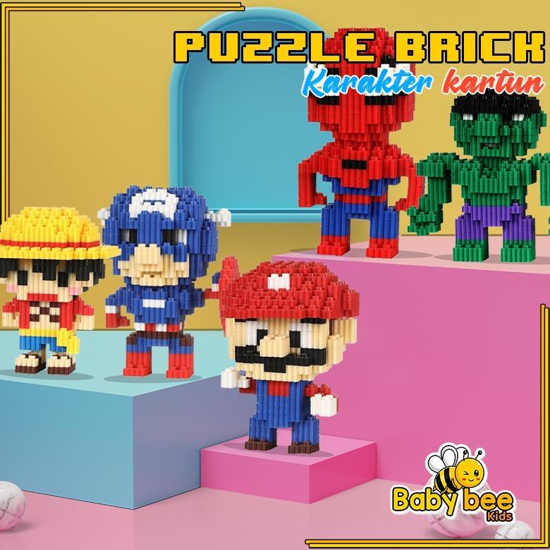 ORIGINAL MAINAN ANAK PUZZLE BALOK SUSUN DISNEY 3D DIY  MAINAN EDUKASI BAYI PUZZLE BRICK MINI KARTUN 