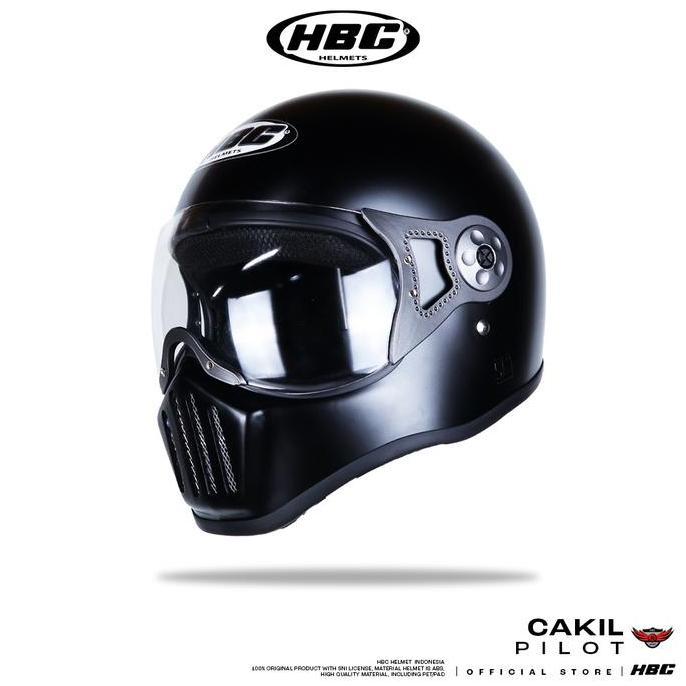 Helm HBC Cakil Pilot SOLID Helm Retro Full Face SNI
