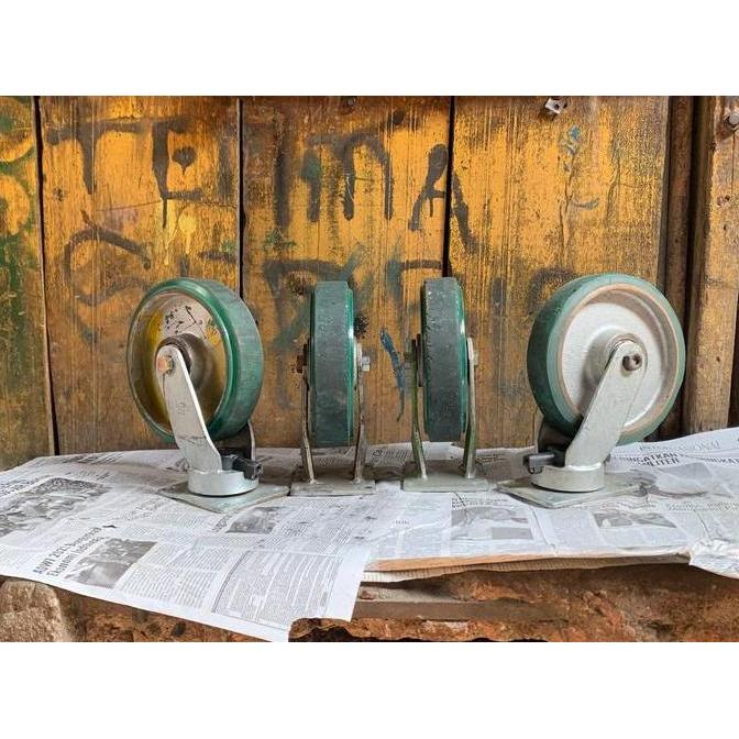 Roda troli 8 inch 1 set / Roda trolley PU 8 inch/ Roda heavy duty