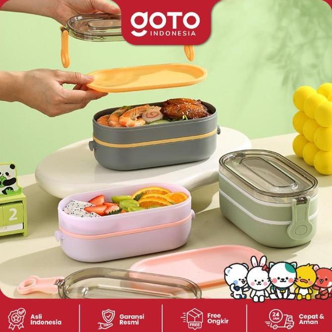 Goto [Cod] Kaze Lunch Box Mini Tempat Bekal Makan Set 2 Tingkat Aesthetic
