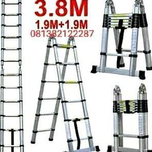 tangga teleskopik 3,8 meter double (Silver)