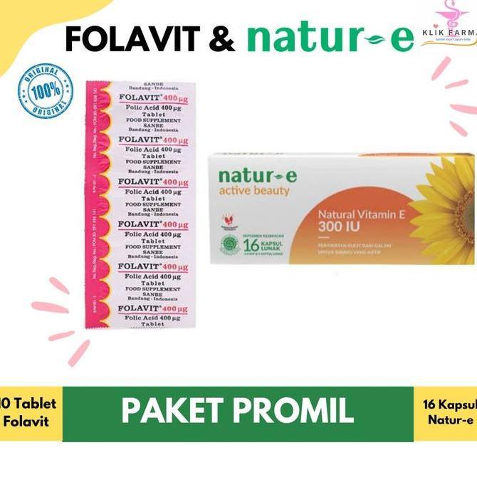 Lansungkirim- [Paket Promil 3] Folavit 400 Mcg 1 Strip Isi 10 Tablet + Natur-E 300 Iu Isi 16 Kapsul