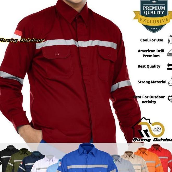 Baju Kemeja Weaack Safety K3 Pria Lengan Panjang Seragam Atasan Proyek Tambang PLN Teknik Sipil Prem