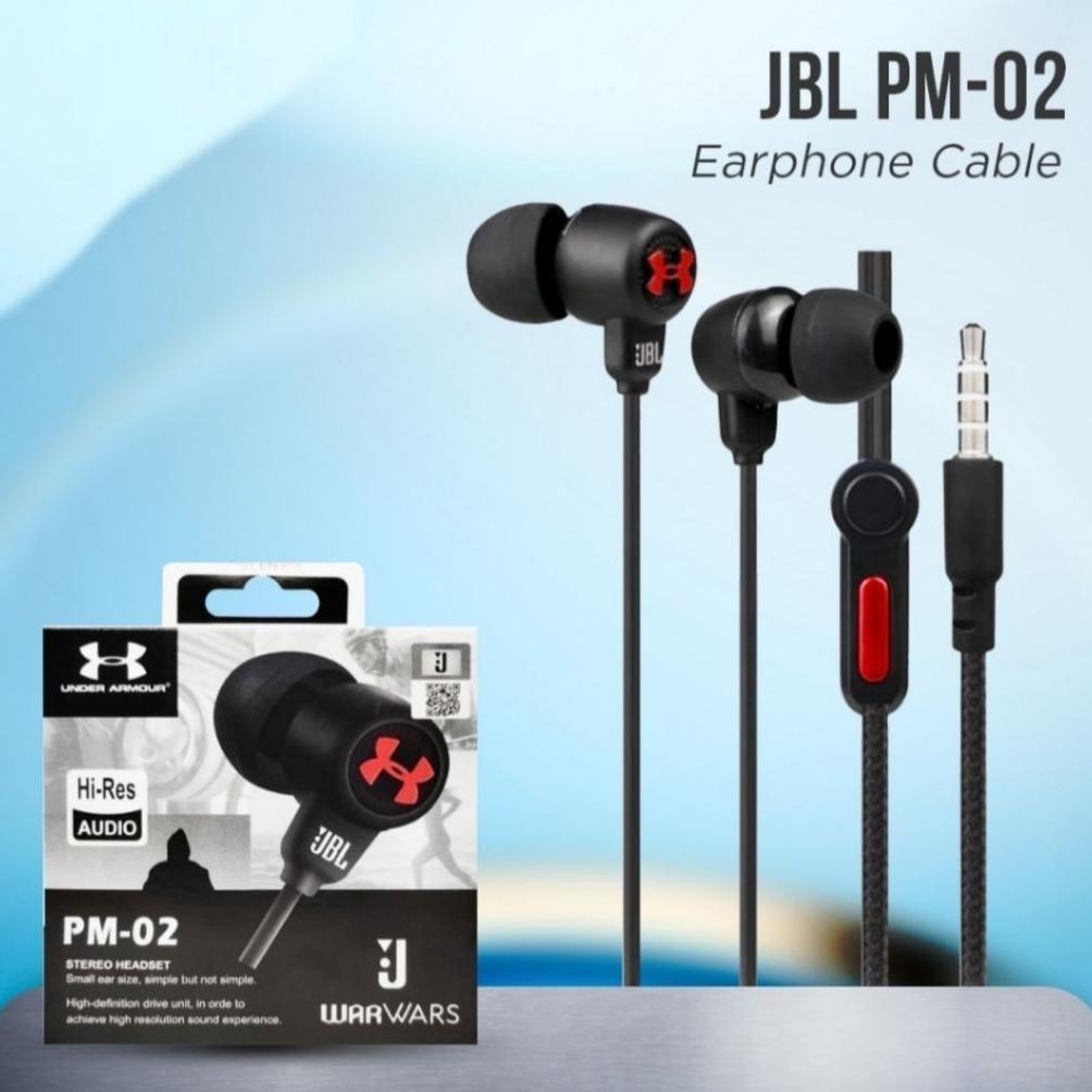 big promo [promo] jbl pm-02 ori headset hi-res audio stereo super bass ada mic bisa buat telp earpho