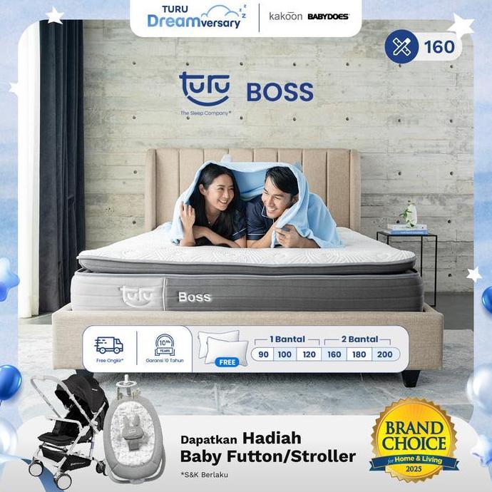 Kasur Pocket Spring Bed TURU BOSS ukuran 160x200 (Queen) FREE BANTAL