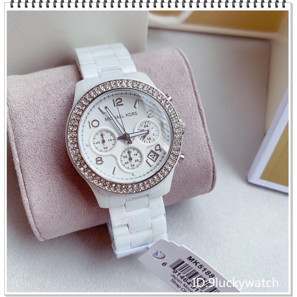 Michael Kors women's white ceramic quartz bracelet dress watch business watch MK5188