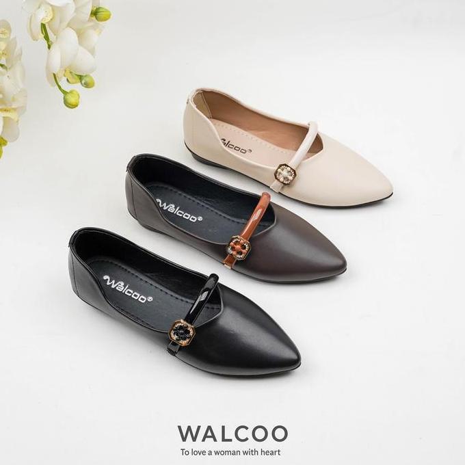 Walcoo Molina Flat Shoes Pointed Elegan untuk Gaya Simple & Classy