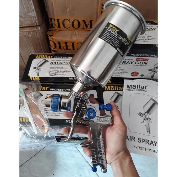 spray gun HVLP 1.4mm Mollar spraygun HVLP cup kapasitas besar 1000ml