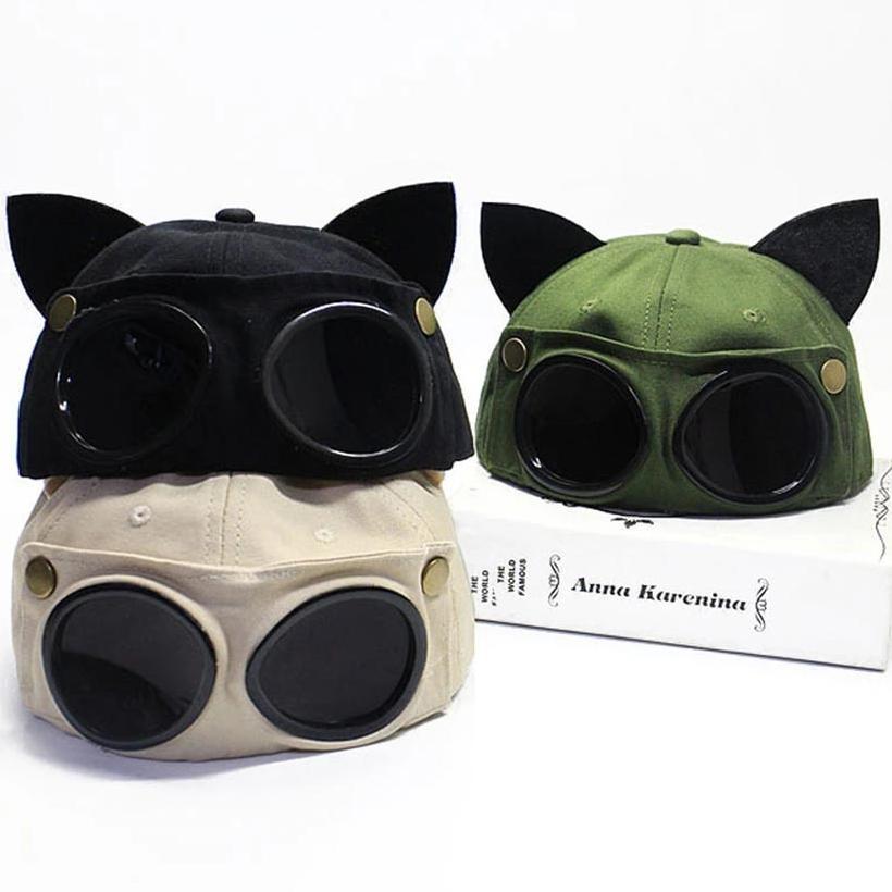 Topi Baseball / Goggles Cap / Topi Kacamata Handmade Pria / Wanita Gaya Korea Telinga Kucing Itu Luc