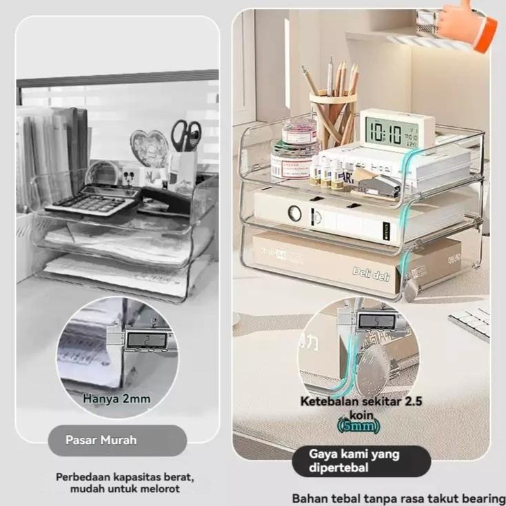 Super Deal Meitaitai Rak Dokumen Transparan File Box Dokumen Rak Buku Desk Organizer Box File Organi