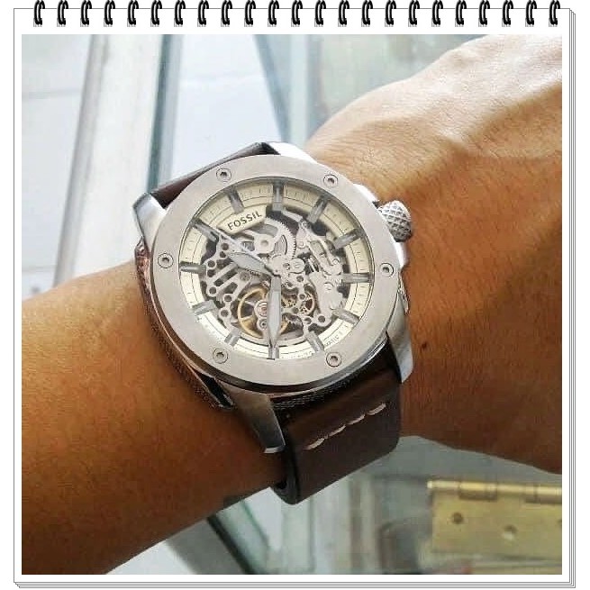 Fossil men's automatic skeleton watch business dress analog watch ME3083