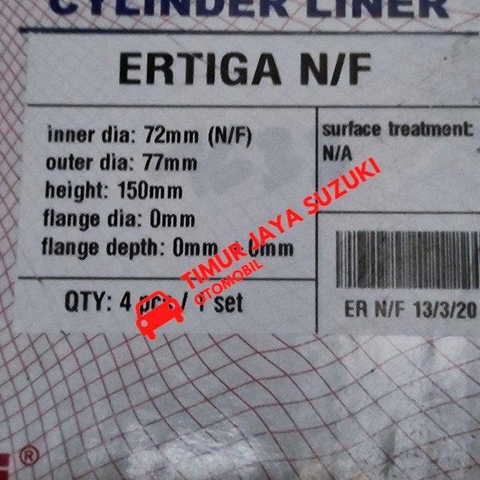 Cylinder Liner, Boaring Seher Piston Ertiga . Sparepart Suzuki