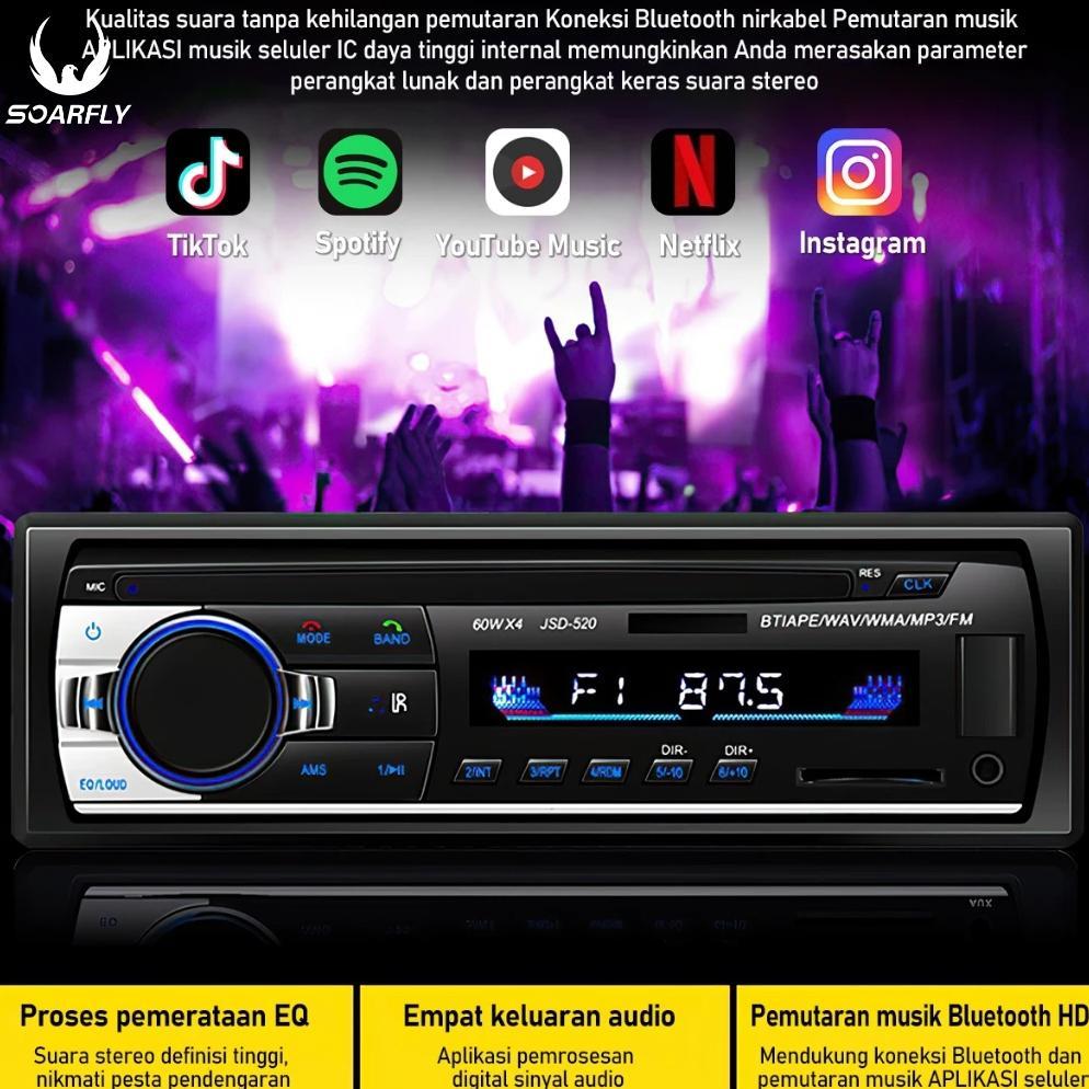 (Stok Siap)Tape Mobil Ori Singe Din Head Unit Tape Audio Radio Mobil Multifungsi Bluetooth USB MP3 F