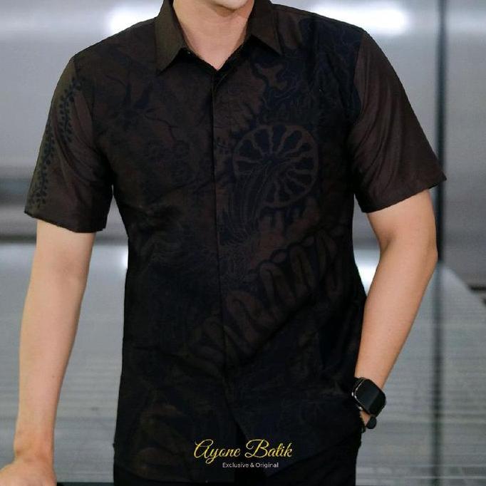 DISKON Ayone Batik Kemeja Batik Pria Lengan Pendek Terbaru Bahan Katun Halus Sudah Lapis Furing Adem