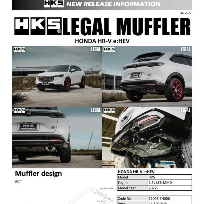 NEW HKS Honda HRV 2022 Up Muffler HKS HRV Muffler HKS Honda HRV HKS