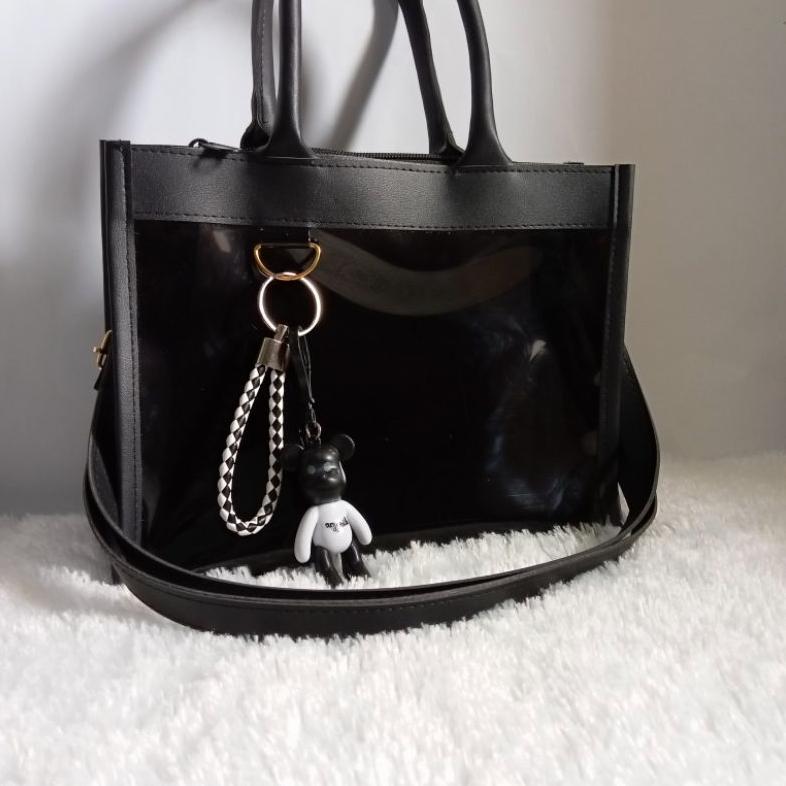 TERBARU TAS HANDBAG MIKA TEBAL WARNA HITAM