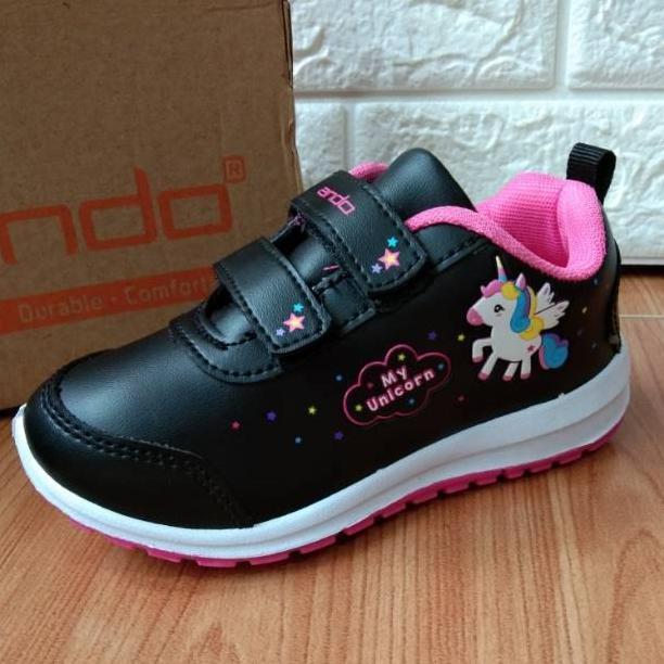 Sepatu sekolah anak perempuan sneaker ANDO unicorn 29-31 PAUD TK SD