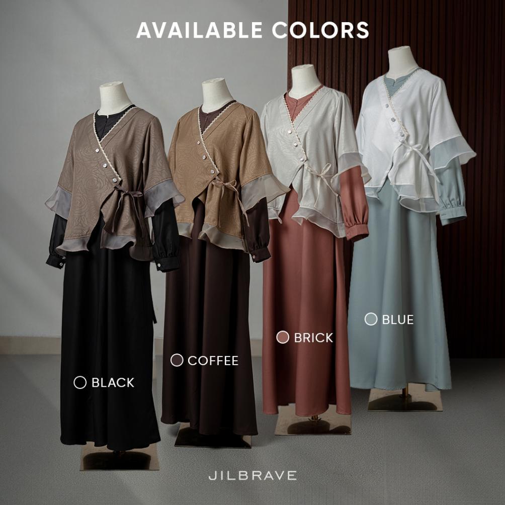 Official Jilbrave Nada Dress Gamis Outer Feminine Set Couple Keluarga Sarimbit Lebaran Denada Series