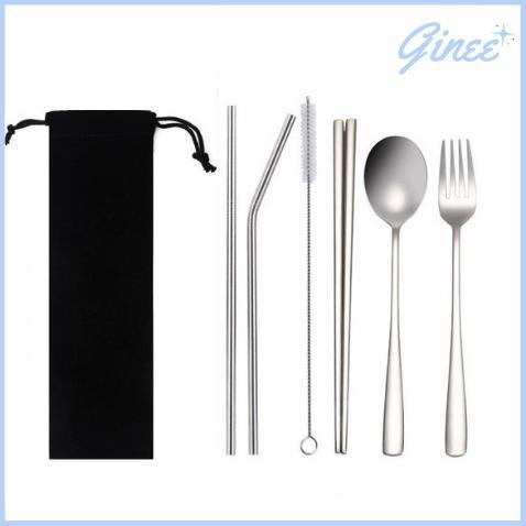 BEST SELLER [COD] SET 7 IN 1 ALAT MAKAN KOREA TEBAL STAINLESS STEEL - KOREAN CUTLERY SET - SENDOK SU