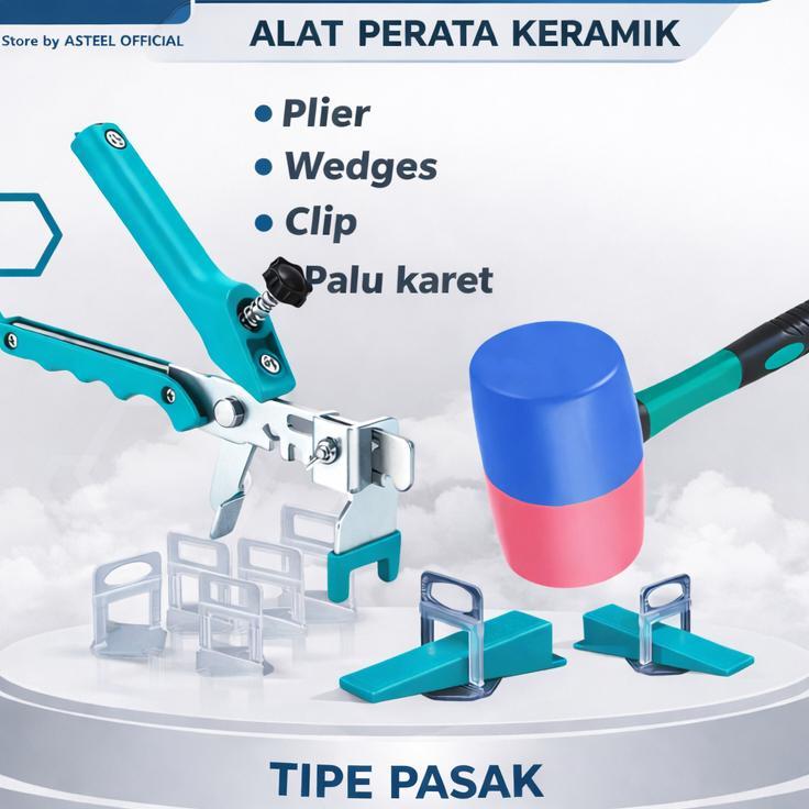 Asteel Paket Spacer Keramik Alat Pasang Perata Kramik Granit Lantai Leveling System