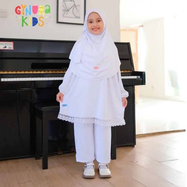 TERLARIS RAGGAKIDS - SETELAN PUTIH ANAK PEREMPUAN - ONE SET ANAK PEREMPUAN - BAJU UMROH ANAK PEREMPU