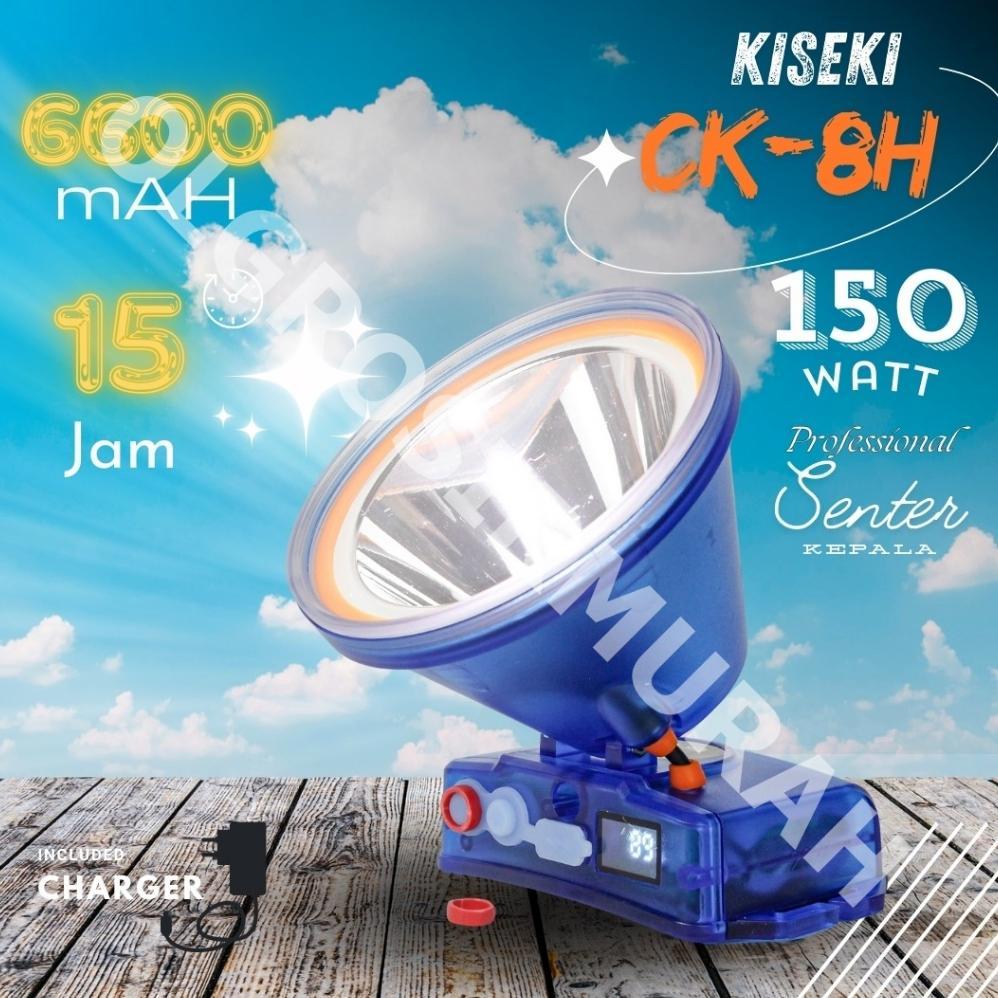 Senter Kepala Premium Kiseki CK-8H Original 150watt 6600mAH 15 jam durability