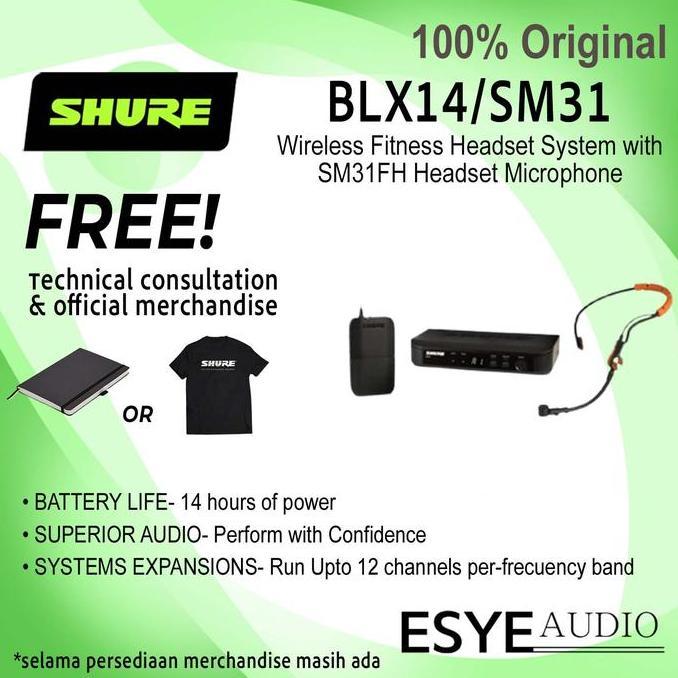 Promo Shure Blx 14 Sm 31 Blx14 Sm31 Mic Wireless Headset