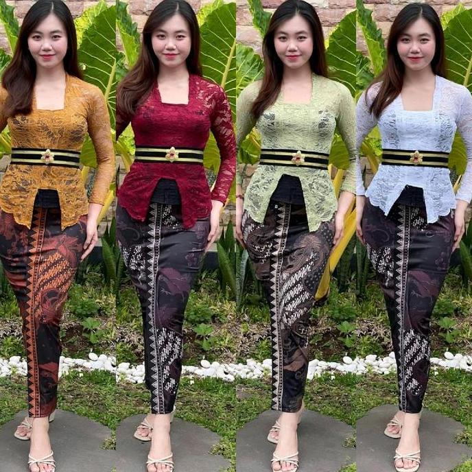 ONE SET KEBAYA SOFIA set belt Obi/ Setelan KEBAYA Brokat/atasan wanita tradisional Wisuda modern kam