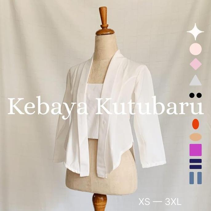 Loewes ATASAN KEBAYA KUTU BARU MODERN LINEN LOOK KATUN JEPANG PREMIUM Lengan Panjang 3/4 Warna Putih