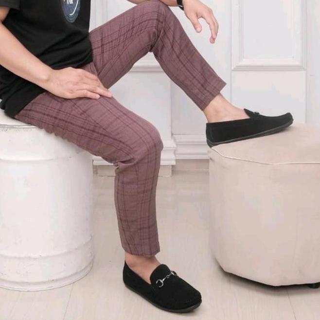 Celana Tartan Angkle Pants Woll Line Premium Casual Formal Ankle Kain Nyaman  Panjang Slim Fit Pria 