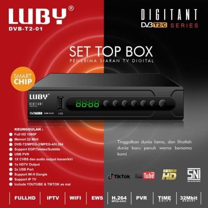 oktaverinageola - set top box luby penerima siaran tv digital dvb t2 mpeg-4h 264 luby