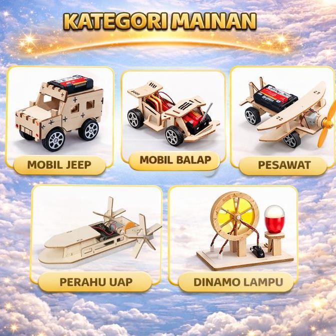 arthaziell [DUORA] Mainan Edukasi STEM DIY Puzzle Kayu Rakitan untuk Anak Wood Jeep Propplane Raceca