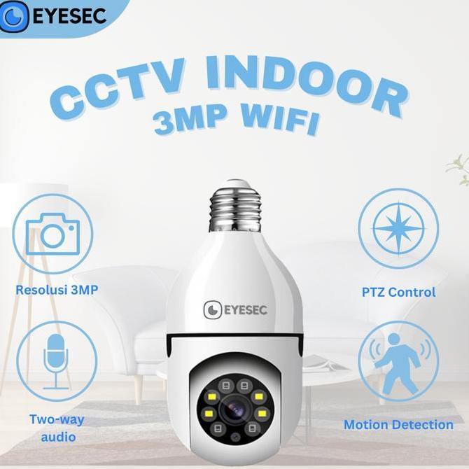 tekomania81 - eyesec cctv lampu v380 3mp kamera cctv wifi lampu cctv 360 derajat cctv murah lampu bo