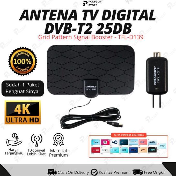 oktaverinageola - antena tv digital taffware indoor + penguat sinyal d139 signal 4k smart android an