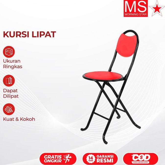 Morning Star Kursi Lipat Bulat Serbaguna Foldable Chair Rangka Besi Kuat Sandaran Nyaman