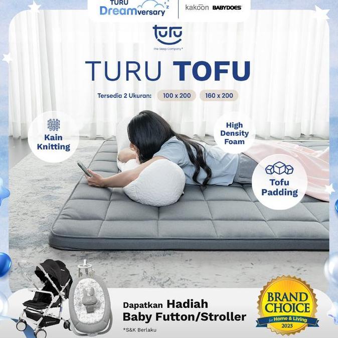 TURU TURU Tofu Kasur Lantai Gulung Premium / Travel Bed Premium / Matras Lantai Kasur Piknik (FREE T