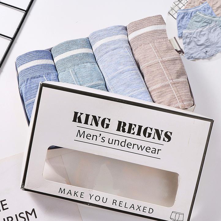 W242 Boxer Pria (Set Kotak 4Pcs) Celana Dalam Yang Nyaman Seamless Boxer High Quality Cd Pria