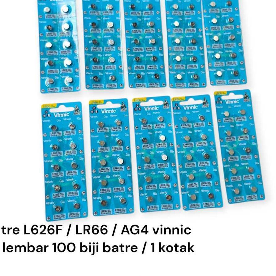 ( Paket 100 Pcs 10 Lembar ) Baterai Vinnic Lr66 L626F Ag4  L626 F 1,5V Original Batre Jam Tangan